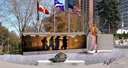 Artist's rendition of the Windsor Detroit Firefighters Memorial